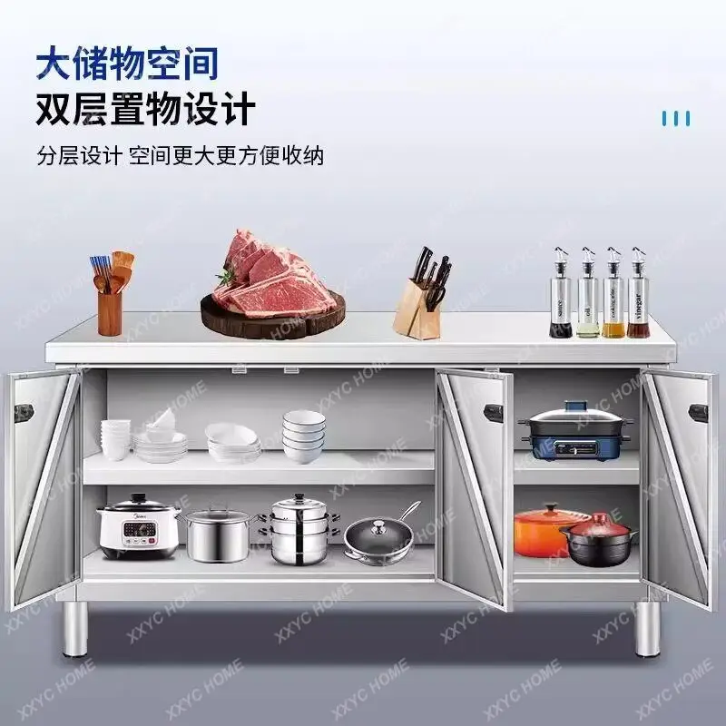 A  304 integral welding extra thick stainless steel door workbench kitchen cabinet kitchen console