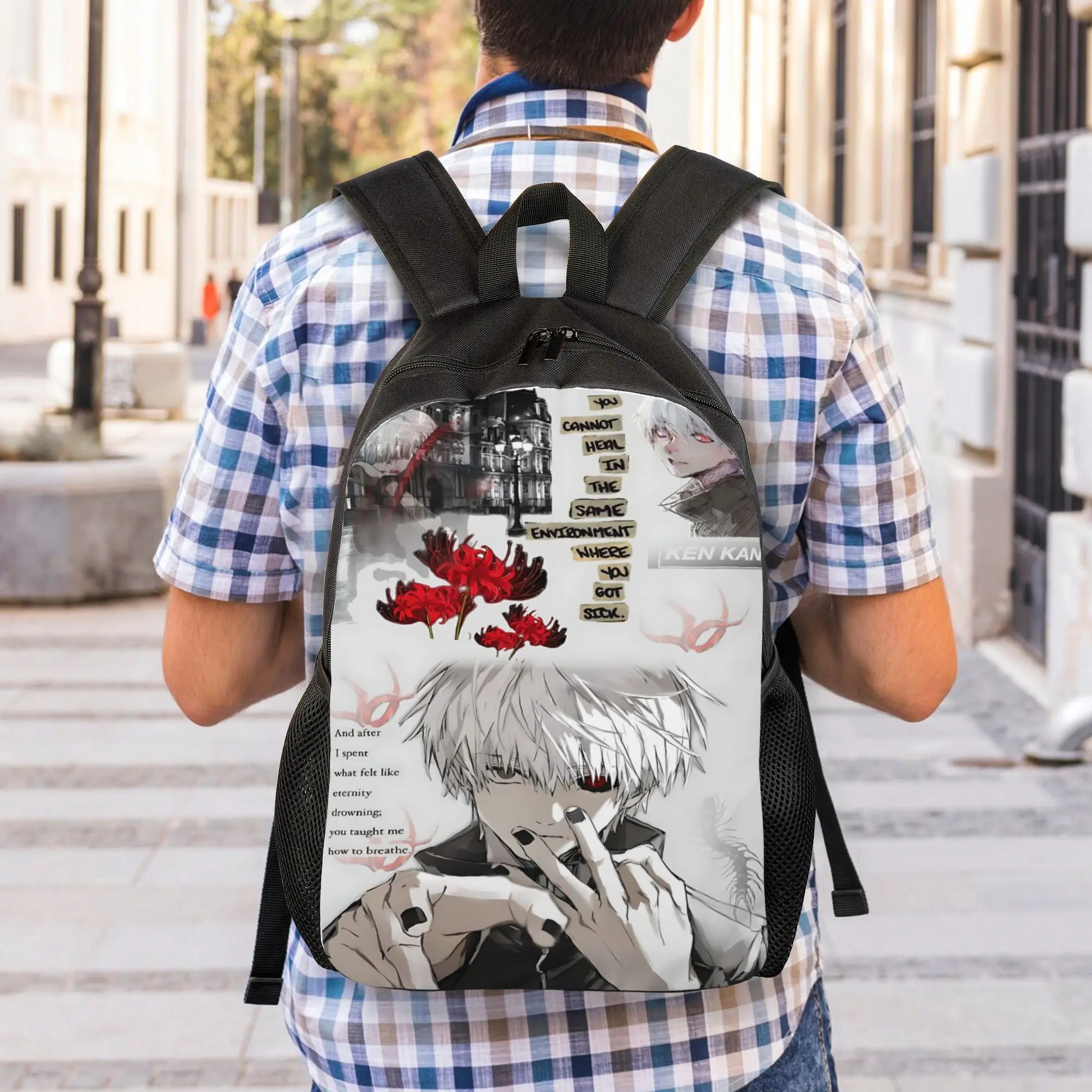 Fashion Halloween Tokyo Ghoul Kaneki Backpacks Its Bag  mochila Campus Zipper Closure Rucksack