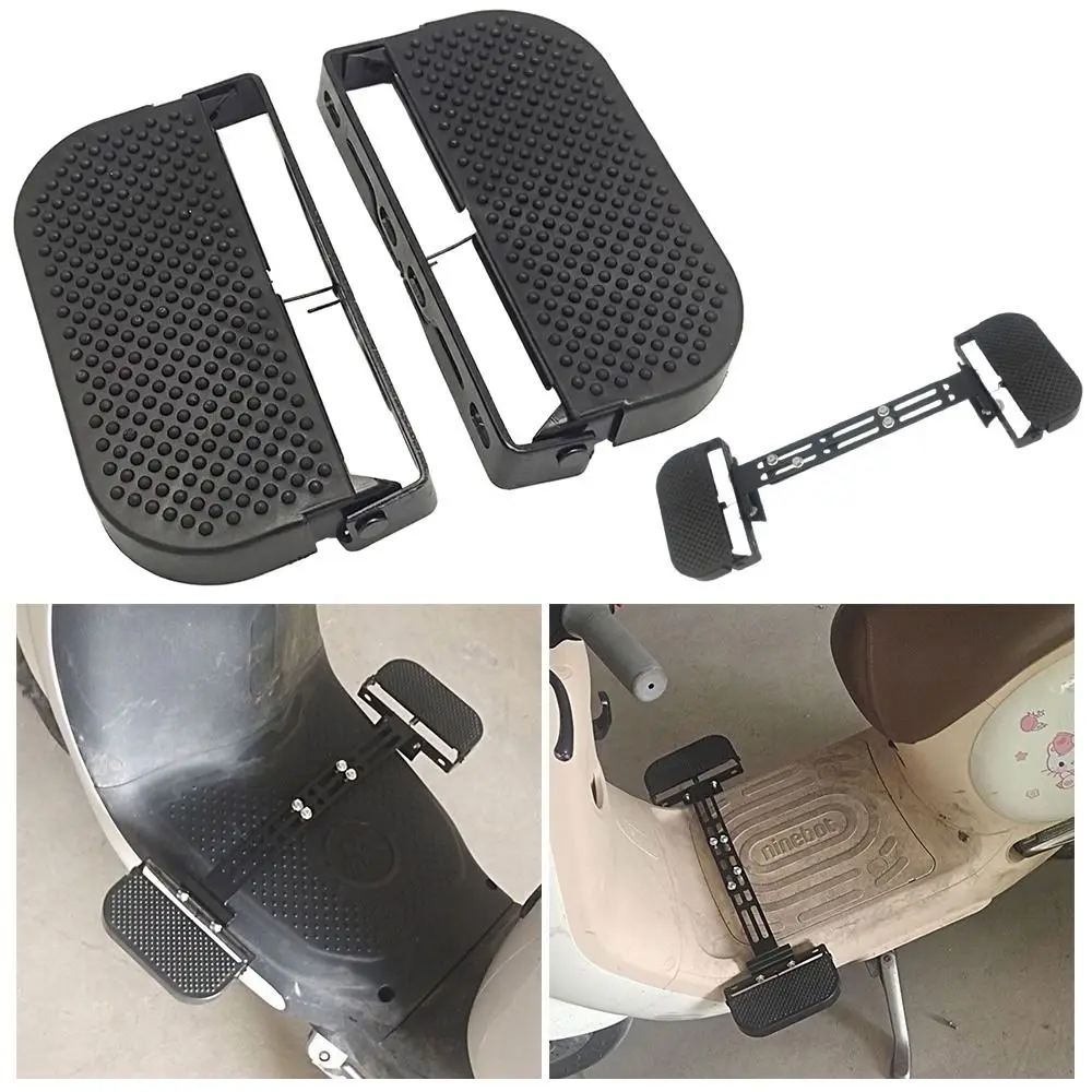 Black E-bike Folding Step Stool Aluminum Alloy Widen Motorcycle Footrest Enlarge Step Stool Electric Bike Pedals Universal