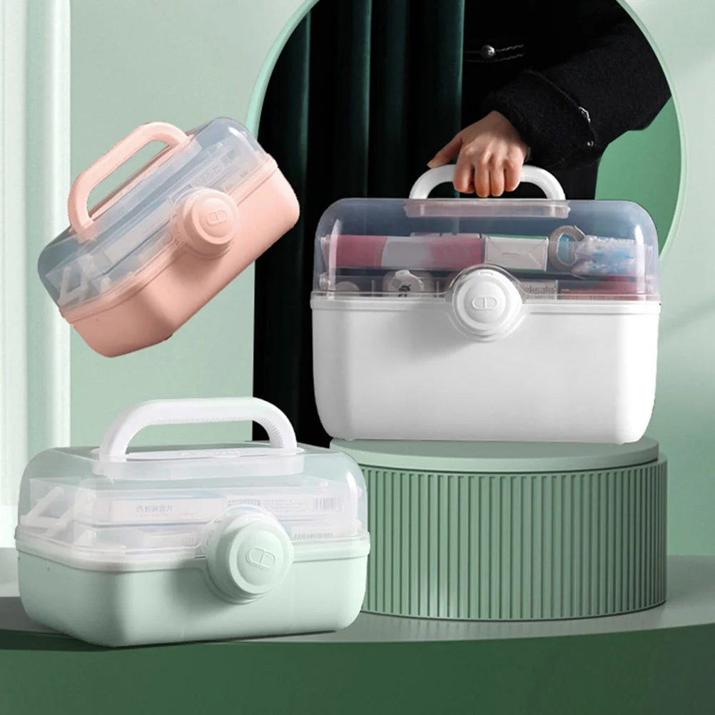 

1Pcs Multifunctional Medical Kit Plastic Medicine Storage Box Large Capacity Transparent Cover Portable First Aid Case