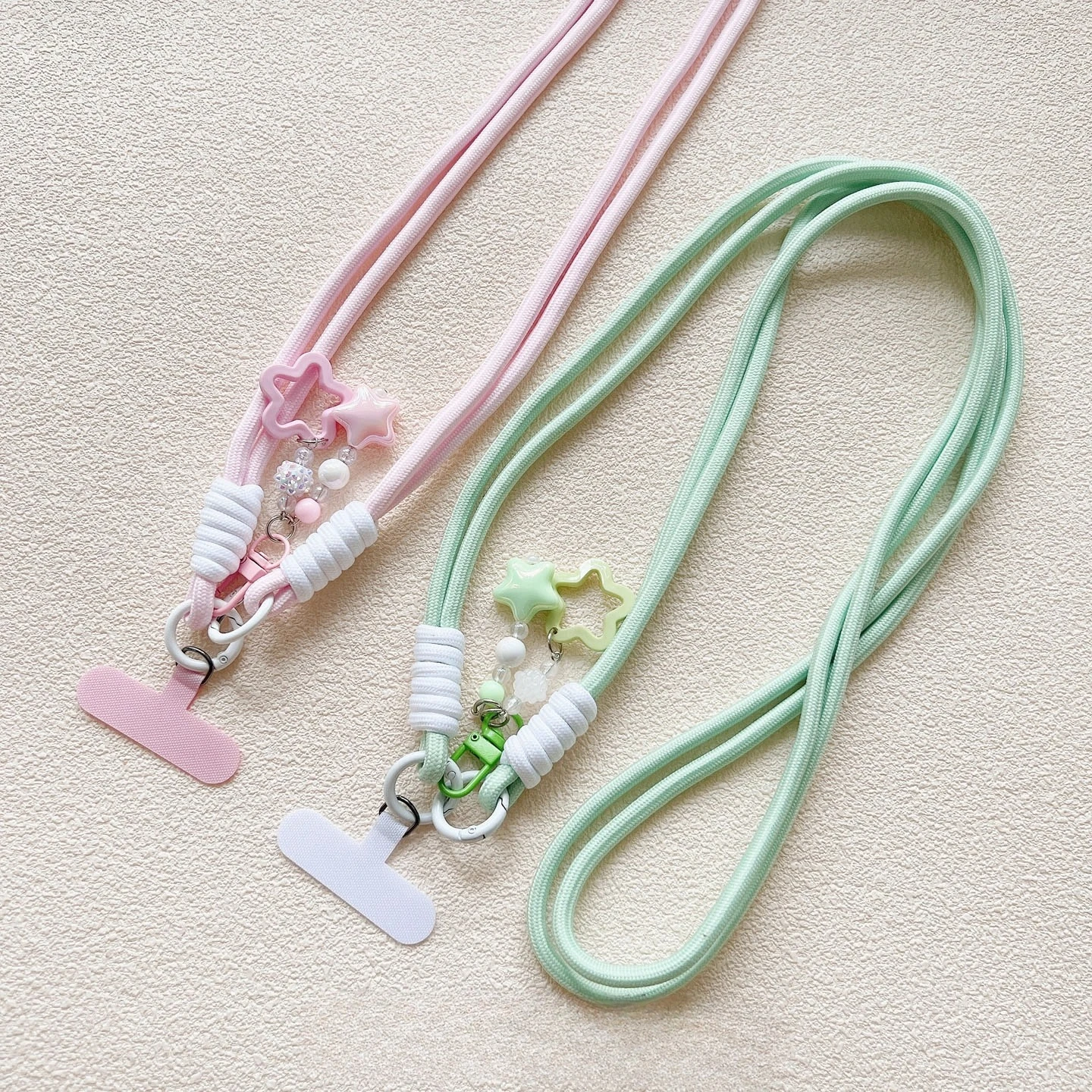 

Unique Star Charm Lanyard - Handmade Braided Short Strap with Clip, Fits Phone Cases/Bags/Keys, Anti-Lost, Cute for Girls