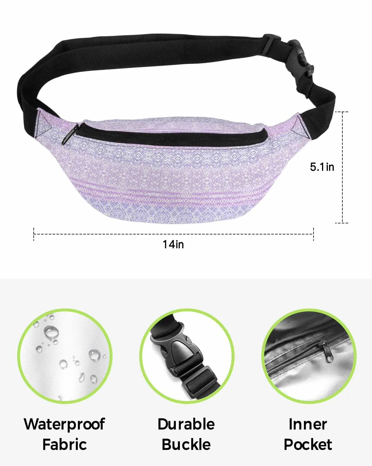 Hand Drawn Bohemian Wax Printing Phone Belt Bag Wallet Pouch Waterproof Banana Hip Bags Waist Bag Fanny Pack for Women Men