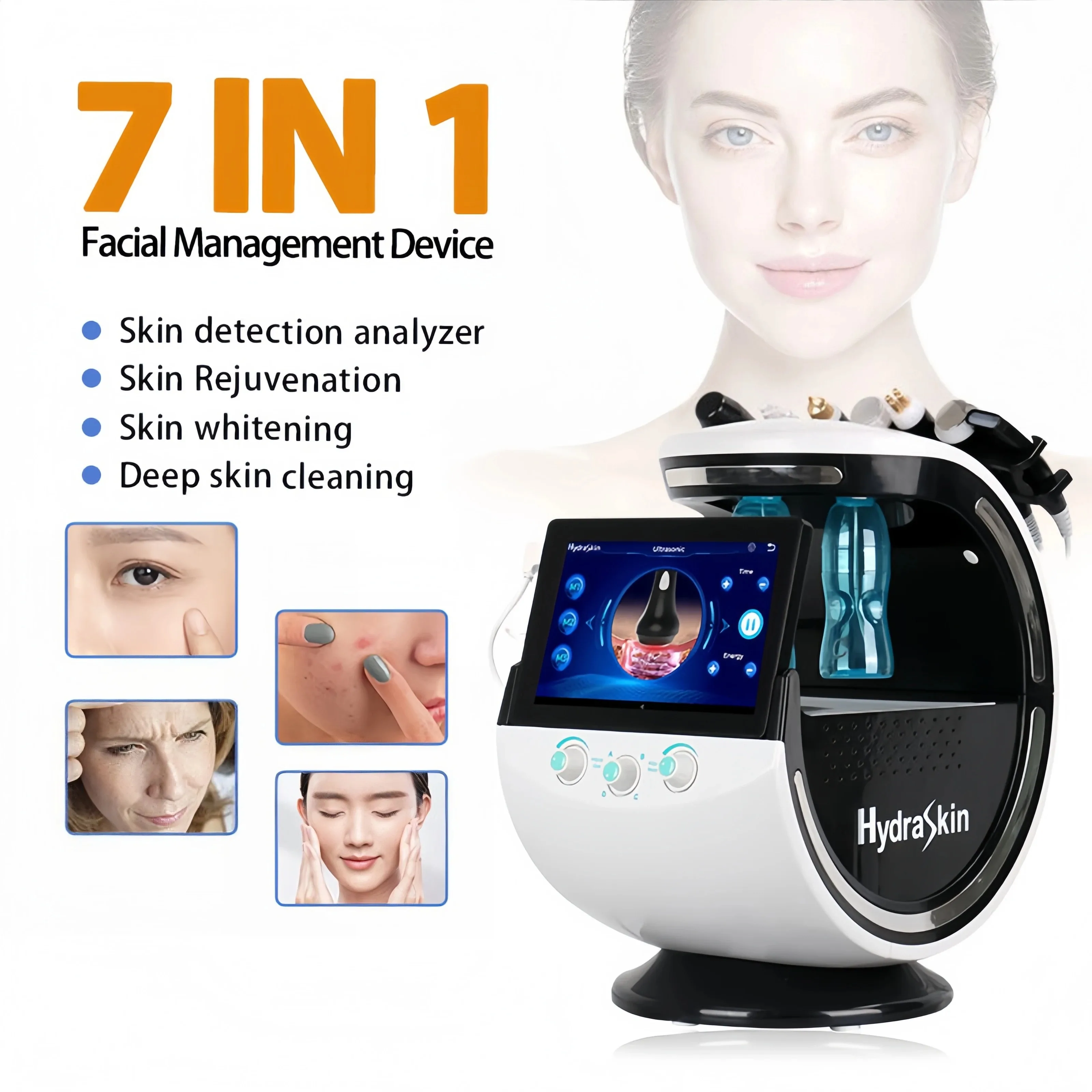 7 In 1 Water Oxygen Bubble Jet Peel Beauty Skin Multifunction Facial Care Machine Peeling Anti Aging Skin Analysis Devices