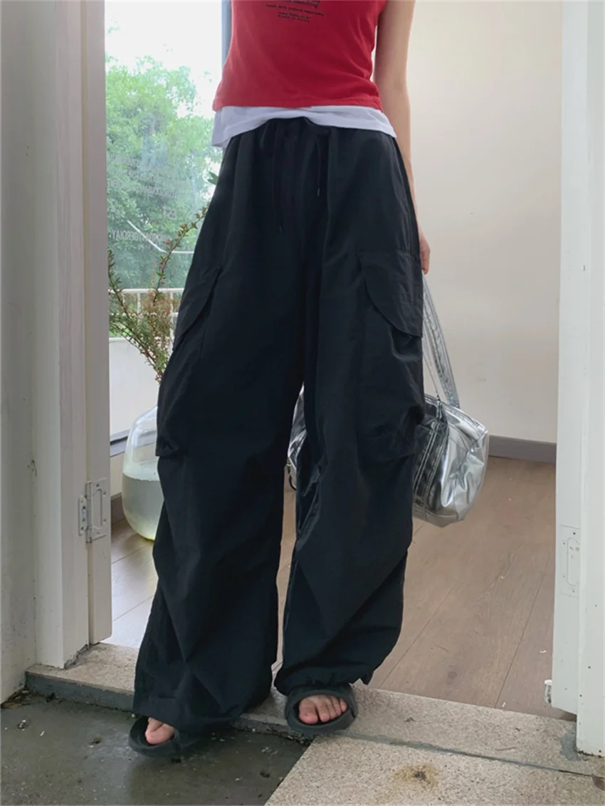 

Alien Kitty Casual Pants Women Loose Summer Pockets Wide Leg All Match Fashion 2024 Sports Mujer Slim New Solid Streetwear