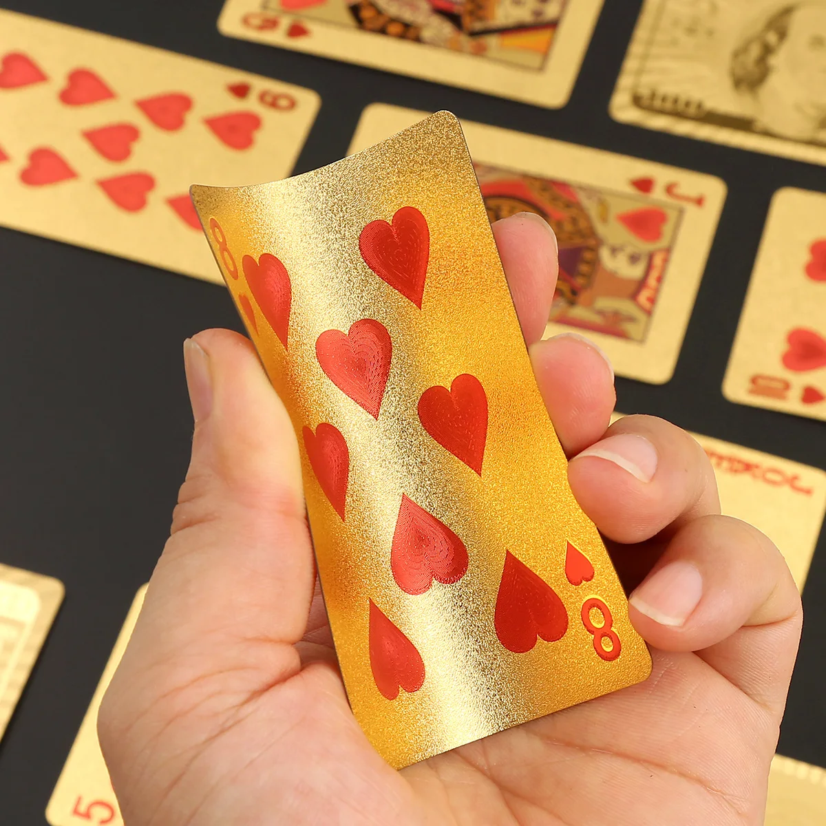 55pcs  Plastic High Quality Poker Cards New Gold Silver Dollar Euro Golden Rose Magic Waterproof Playing Cards Game 5.7 x 8.7CM