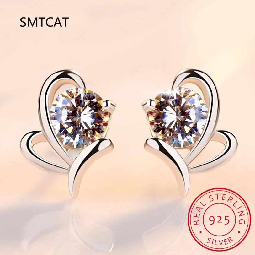 

Heart Moissanite Earrings D Color VVS1 Lab Diamond Platinum Plated Sterling Silver Moissanite Stud Earring Women Fine Jewelry