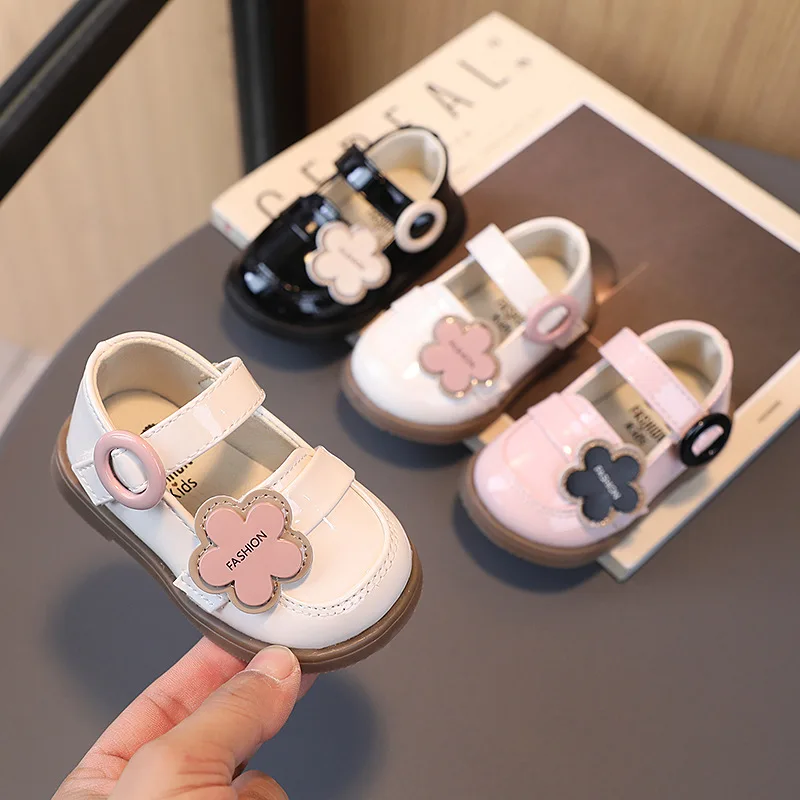 2024Spring and Autumn1-3Soft Bottom Toe Cap Girl Toddler Shoes