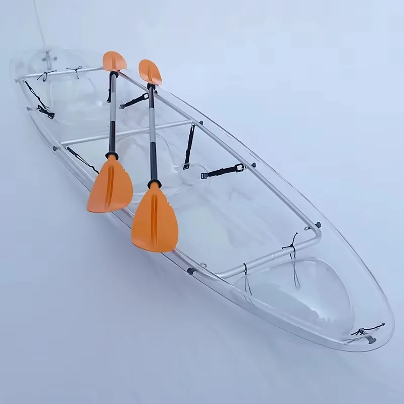 High-quality computer transparent double kayak, suitable for 1-2 people inflatable fishing canoe boat with river paddle