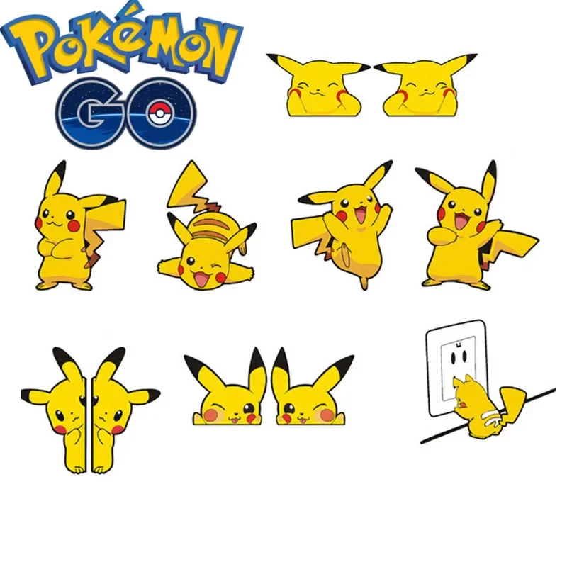 Pokemon Pikachu Sticker Cartoon Car Scratch Blocking Sticker Cartoon Fuel Tank Cap Sticker Children\'s Toy Birthday Gift