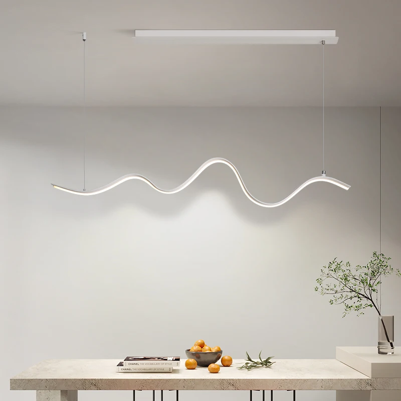 Minimalist Nordic Pendant Light Office Wave Shaped Chandelier Living Room Bedroom Lamp With Irregular Lines Lighting Fixtures