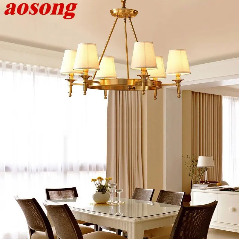 

AOSONG Brass Chandeliers Lamp Contemporary Luxury LED Pendant Light for Home Living Room Bedroom Fixtures