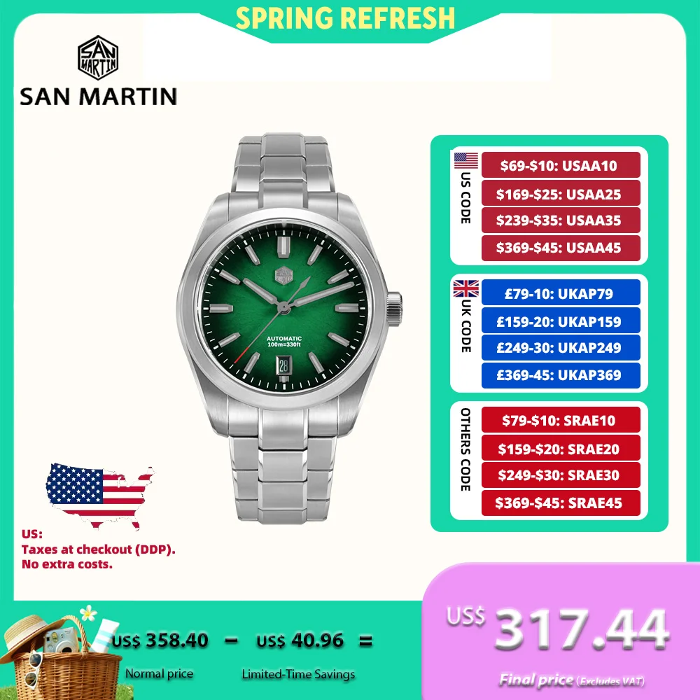 

San Martin Original GADA 36/39/42mm JianZhan Dial Men Watch Miyota 9015 Self-Wind BGW-X1 10Bar Sapphire Reloj SN0144GS/X/L-3/4
