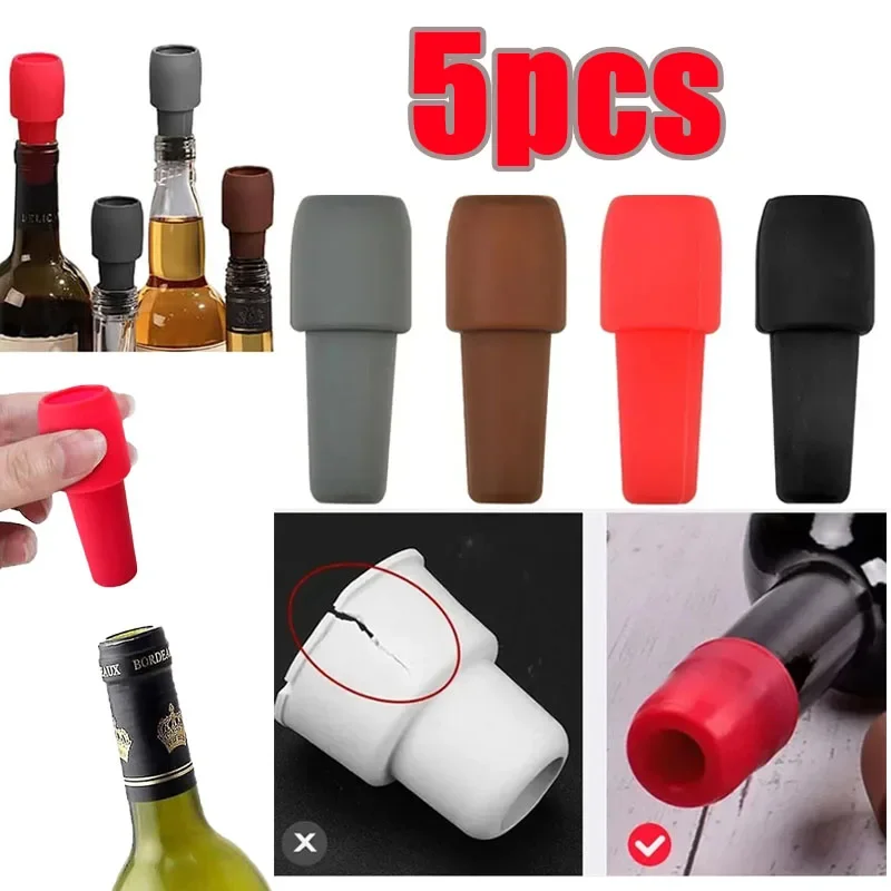 

Silicone Wine Stoppers Beverage Bottle Sealer Reusable Sparkling Wine Bottle Stopper Keeping Wine Champagne Fresh Kitchen Tools