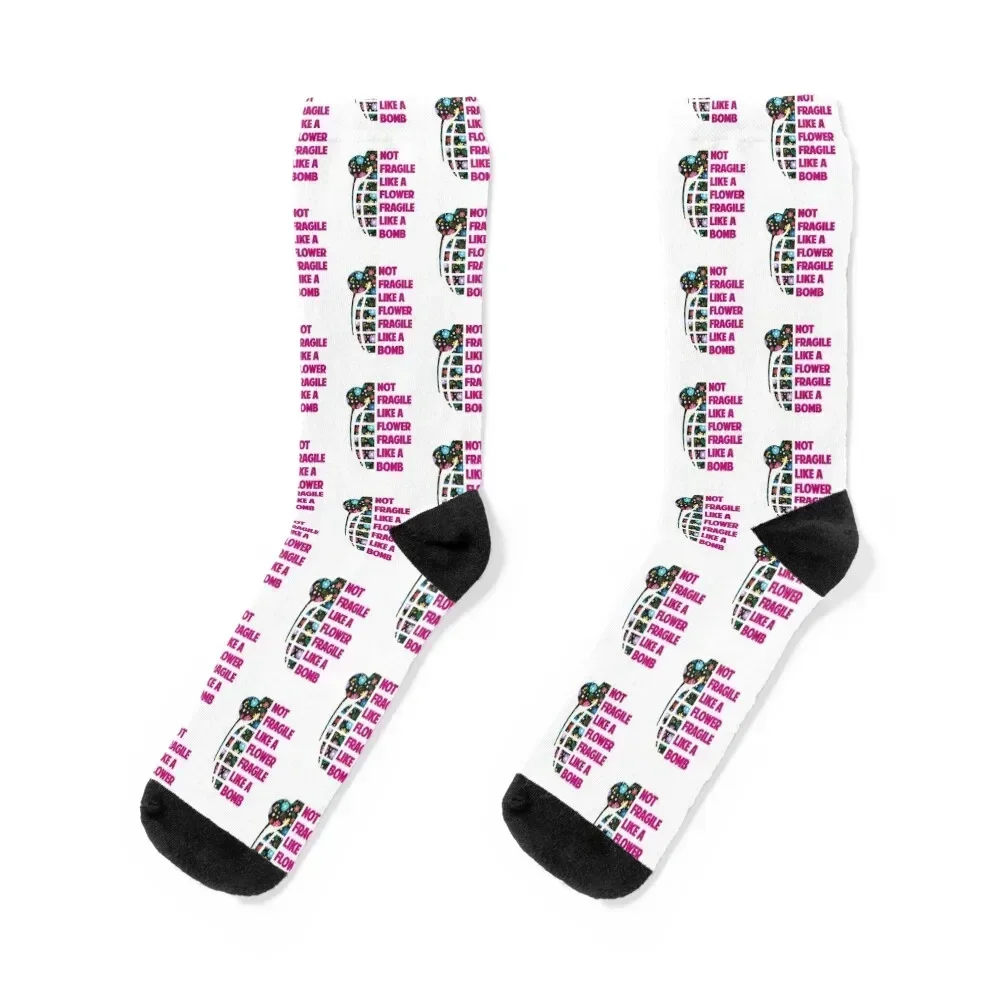 

Not Fragile Like A Flower Fragile Like A Bomb,gift women Socks gym basketball Socks Men's Women's