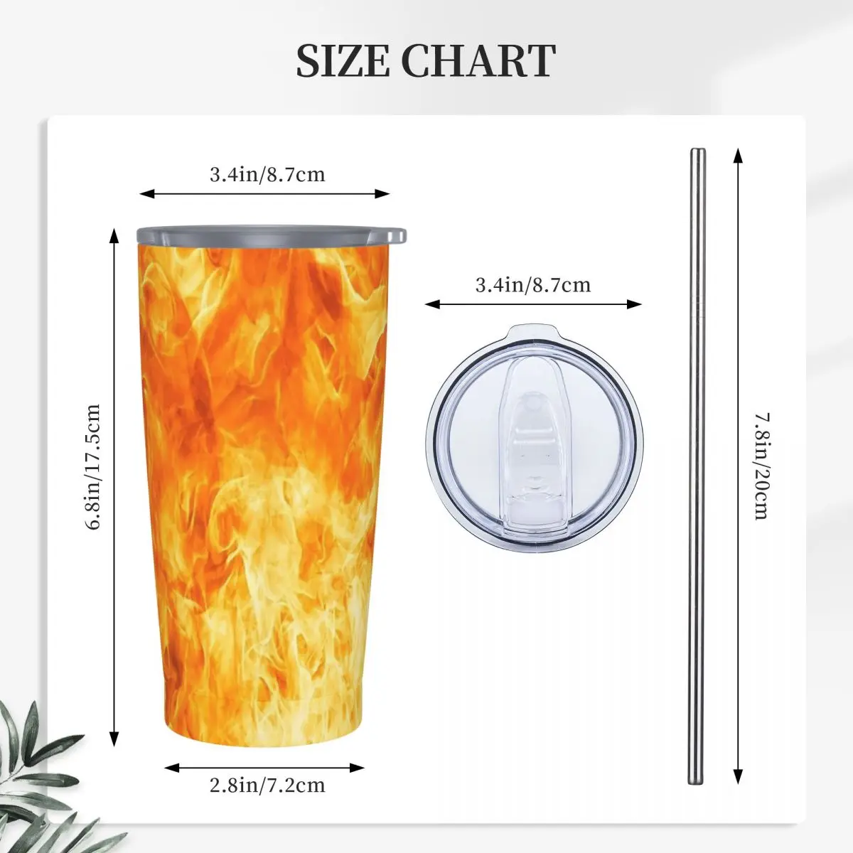 Fire Is Our Life Fire Is Our Strength Realistic Flame Stainless Steel Tumbler Vacuum Mug Thermal Cold Cups Straws With Lid 20oz