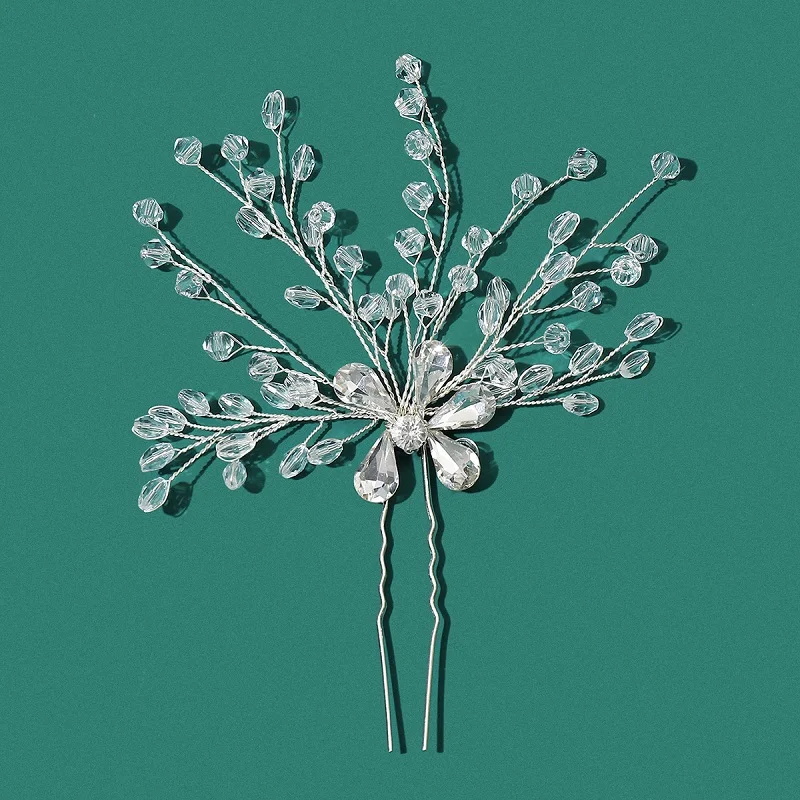 1Pc Handmade Large Crystal Beads Bride Hair Pin And Clip Rhinestone Women Hairpin For Pageant Wedding Accessories Jewelry