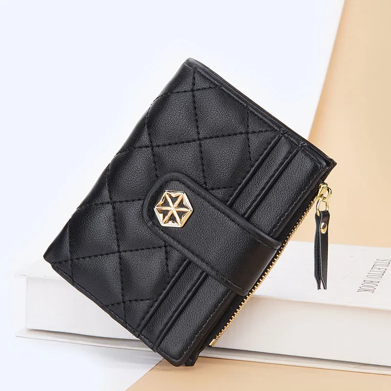 2024 Women Wallets PU Leather Female Purse Mini Hasp Solid Multi-Cards Holder Coin Short Wallets Slim Small Wallet Zipper Hasp