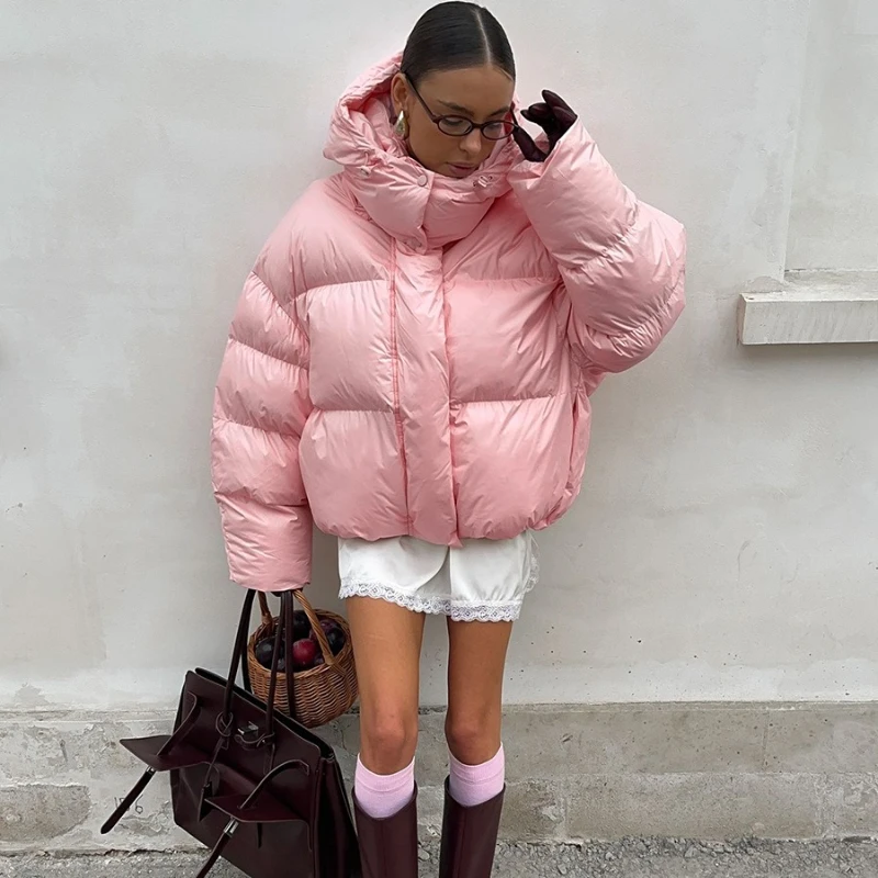 Tornova moda curto algodão acolchoado casaco feminino casual zíper fofo com capuz algodão mangas compridas casaco outono inverno outerwear