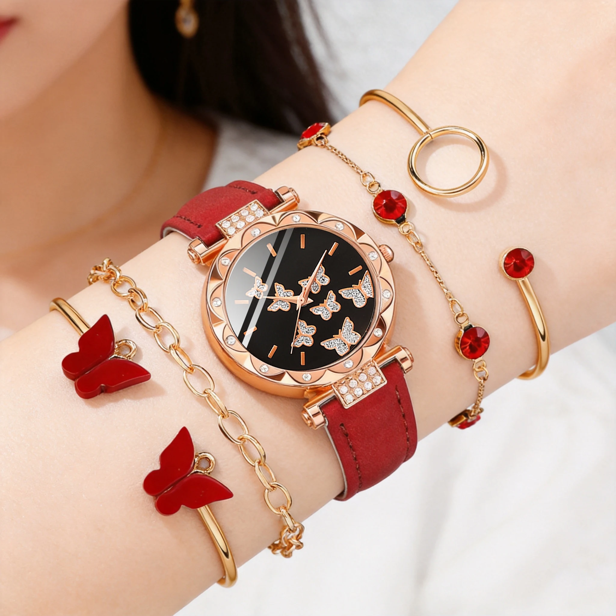 5pc Compact And Exquisite Quartz Watch For Valentine's Day, Ramadan, Birthdays, The Ideal Gift For Friends And Family