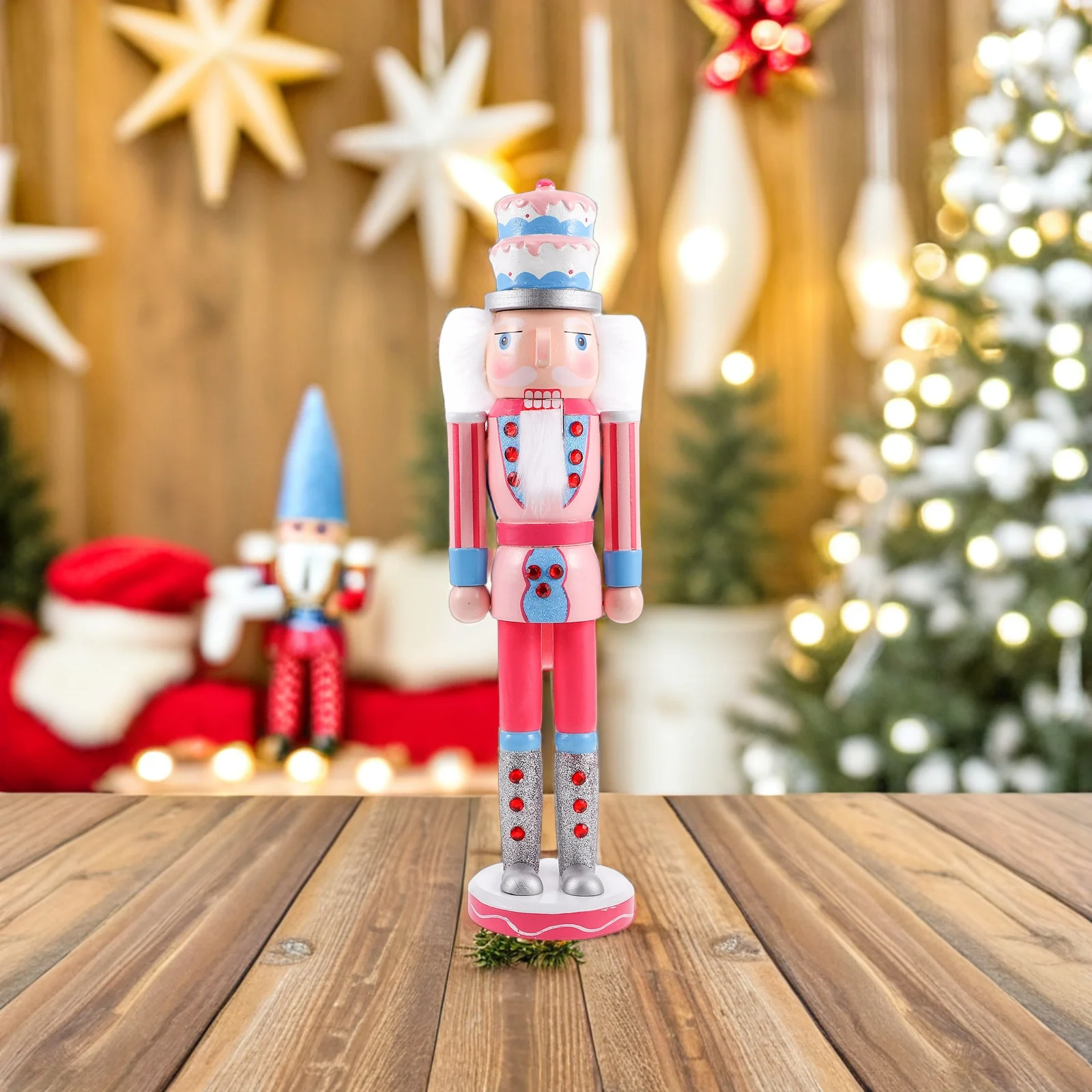 

Wooden Christmas Nutcracker Soldier Decoration Creative Desktop Ornament for Living Room Shelf Xmas Decor Crafts Festive