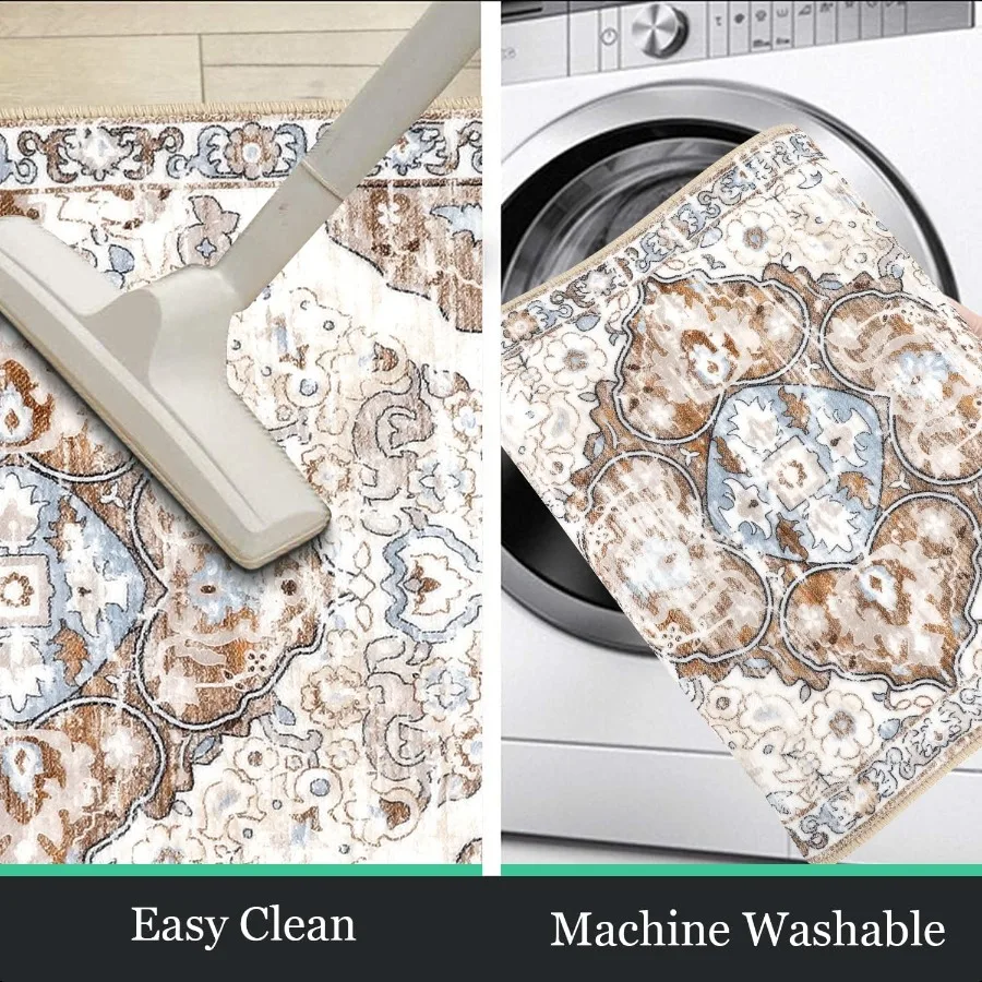 HEBE Farmhouse Kitchen Rugs Sets of 3 Non Slip Washable Boho Kitchen Rugs and Mats for Floor Kitchen Runner Rug Floor Carpet fo