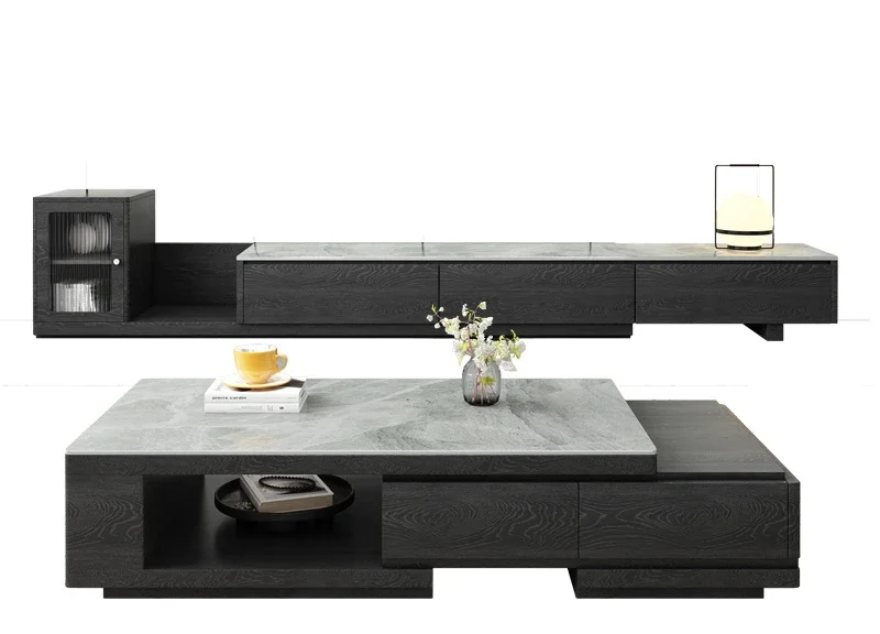 

Rock slab coffee table TV cabinet combination living room household