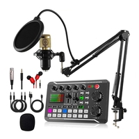 RISE-F998 Sound Card And BM800 Microphone Kit Mic Sound Mixer Sound Card Audio Mixing Console Amplifier For Singing PC Phone