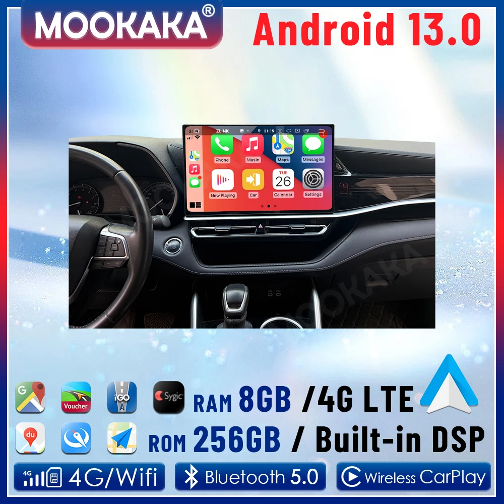 

15,6-дюймовая автомобильная мультимедийная система для Toyota Highlander 2022-2025 с Qualcomm, Carplay, Android Auto и панелью управления климат-контролем