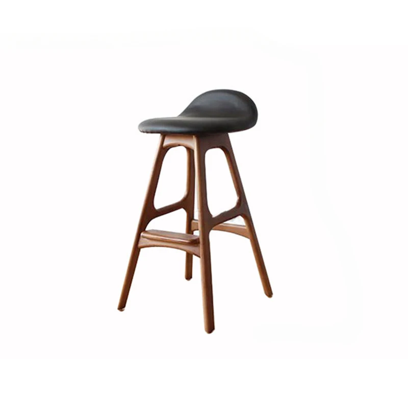 

Nordic Solid Wood Bar Chair Home Light Luxury Backrest Bar Chair Minimalist Modern Furniture Soft Cushion Reception Bar