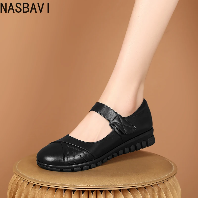 

Plus Size 34-41 Daily Casual Cow Musle Bow Pumps Mom's Low Spike Heel Black Beige Leisure Outside Women Shoes 2025 Four Season