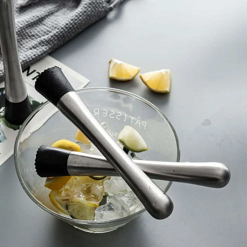 الفولاذ المقاوم للصدأ سحق الجليد المطرقة متعددة الوظائف المصاصة العصي كوكتيل أفرط عصا الفاكهة الليمون الخالط مدقة أدوات البار #4