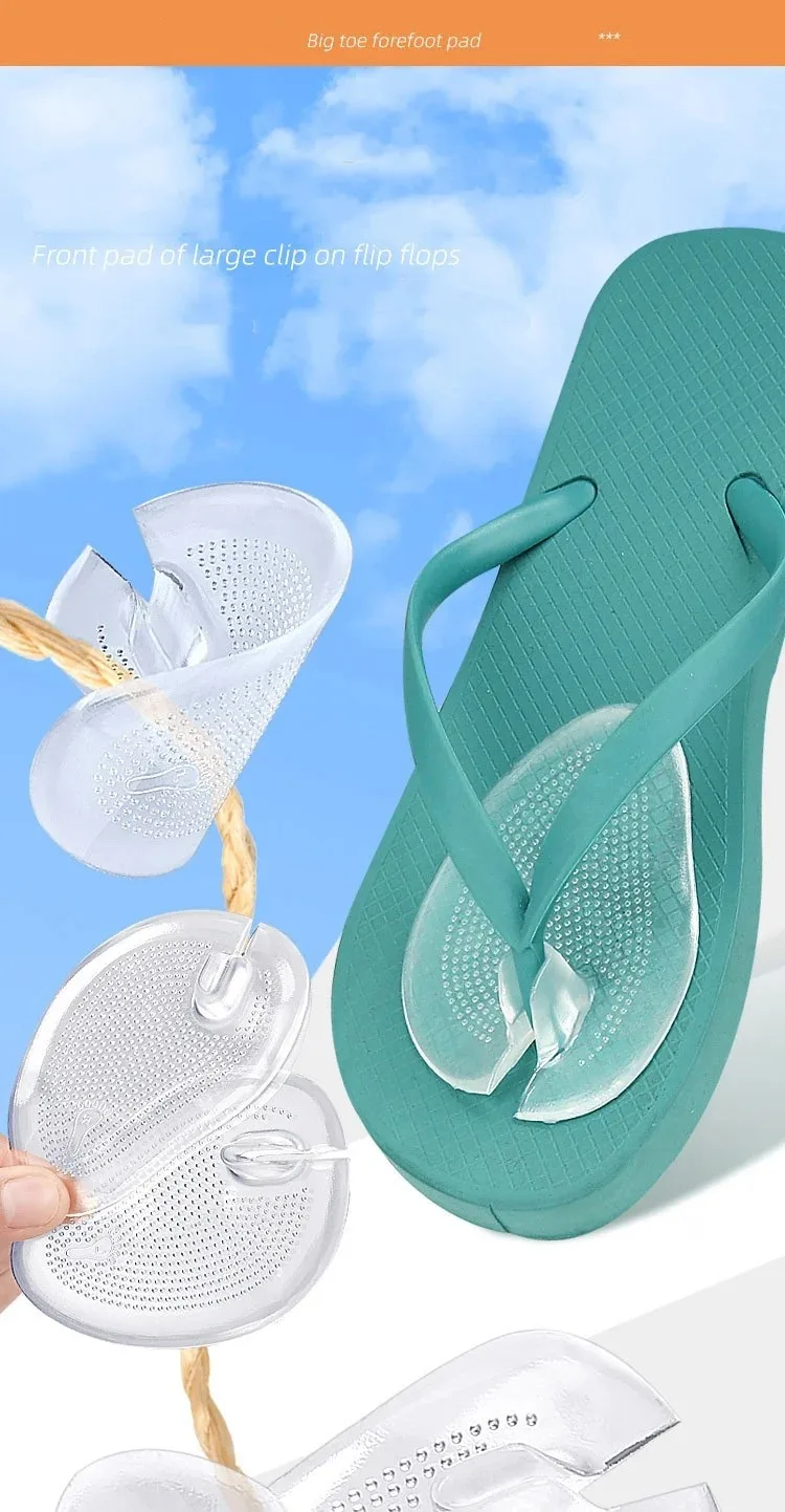 Silikon-Slipper-Sandalen-Vorfußpolster, Flip-Flop-Polster, Clip-Fußpolster, GEL-Schuheinlagen, Fußpflege-Massagepartikel, rutschfeste Kissen – Detail 1