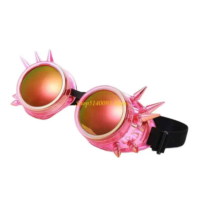 DXAE Estilos Retro Fluorescente Steampunk Óculos Rebites Óculos Plástico Acentuados Ajuste Ajustável Óculos Festa Cosplay