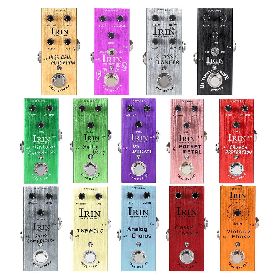 

IRIN Effects Electric Guitar Pedal Classic Chorus Digital Delay Vintage Overdrive Distortion Crunch/Distortion Vintage Phase