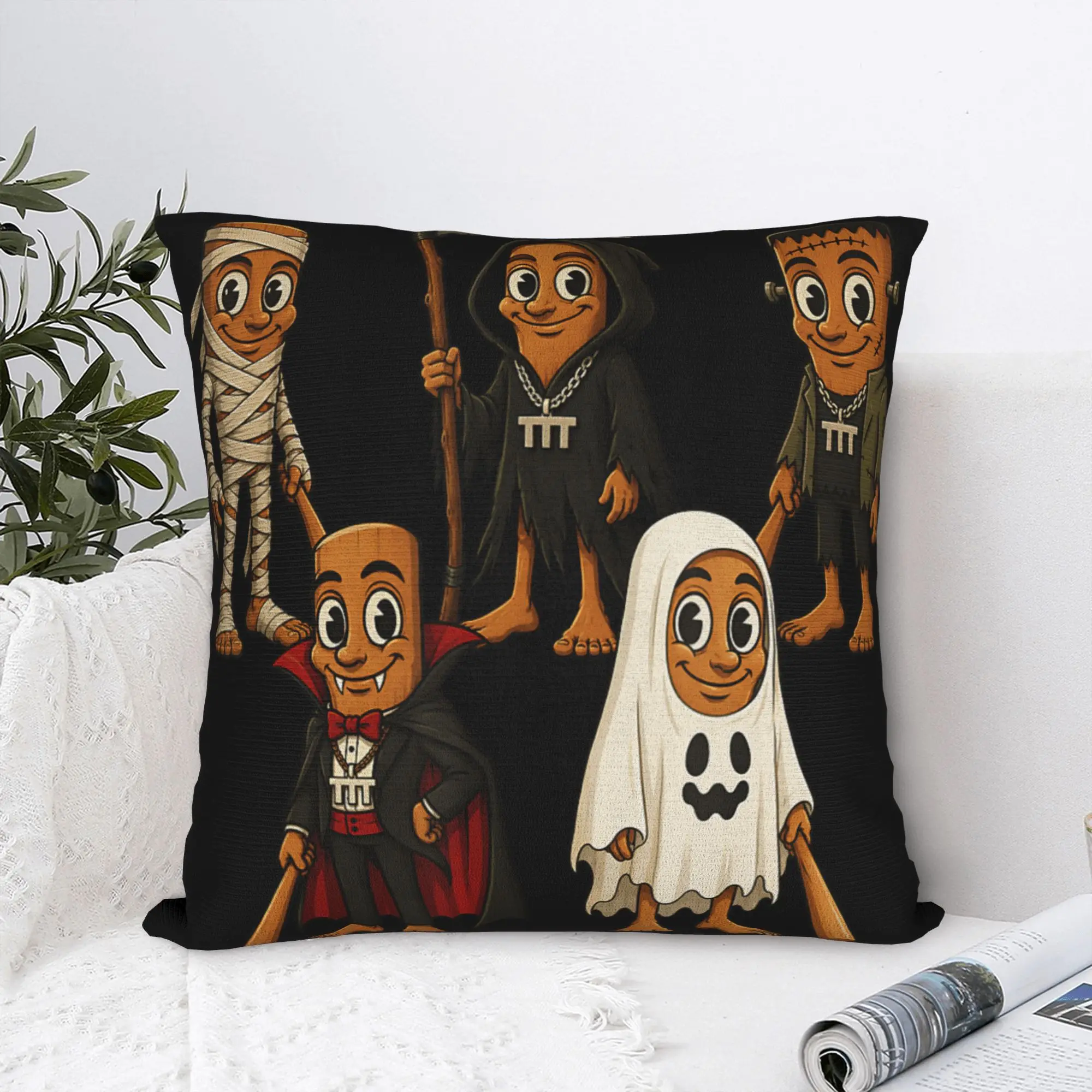 Tung Sahur Halloween Funny Costume Internet Meme Pillow Cover Kawaii Pillow Case For Living Room Chair Design Cushion Cover Gift