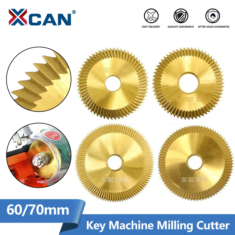 XCAN 키 머신 톱날 양면 HSS 키 커터 밀링 커터, 복사 키 복제 기계, 60mm, 70mm, 60mm, 80 100 톱니 