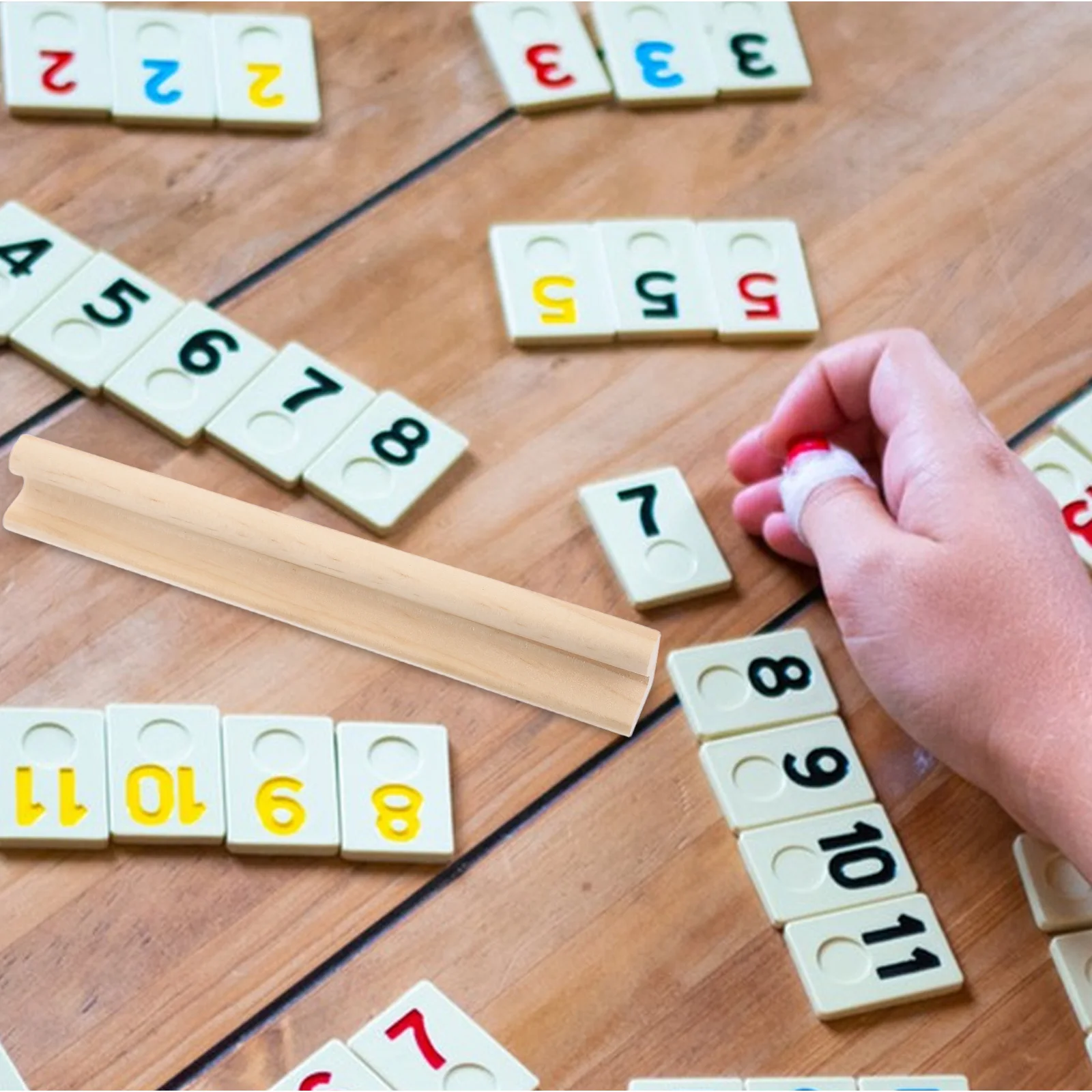 

6 Pcs Dominoes English Alphabet Base Baby Crafts Pine Wood Holders for Mexican Train