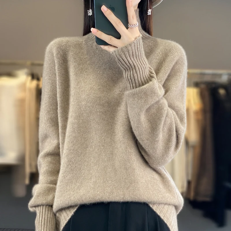 Women Sweater Solid Color Fashion Elegent Turtleneck Thickened Long Sleeve Knitwear New Slim Casual Autumn Winter Pullover