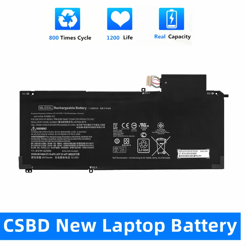 

CSBD New ML03XL Laptop Battery For HP Spectre X2 12-A011TU A012TU 12-a003ng 12-a001dx TPN-Q165 HSTNN-IB7D 814060-850 HSTNN-IB7