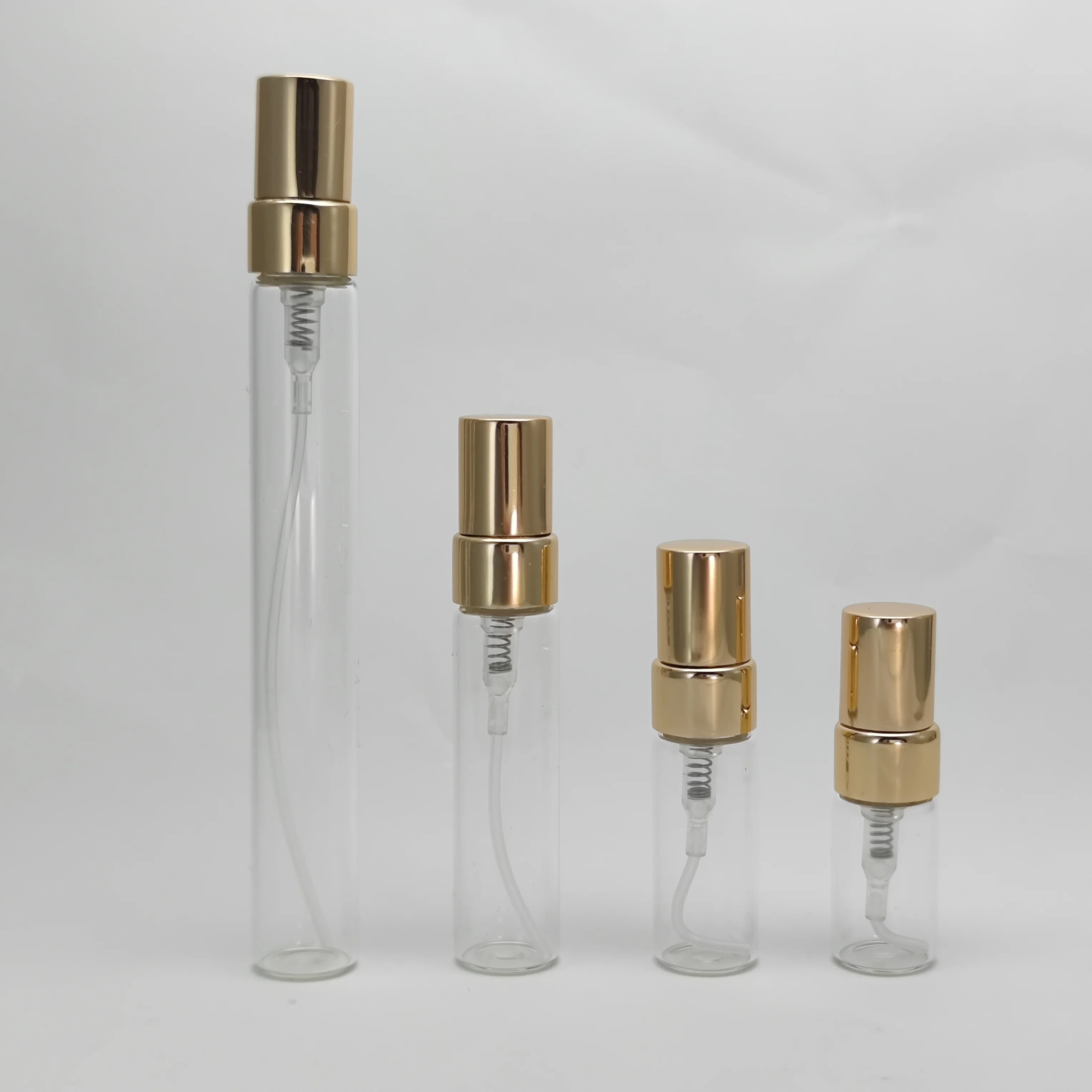 20/30/50/100pcs 2ml 3ml 5ml 10ml Mini Gold Cap Perfume Bottle Sample Vials Empty Transparent Glass Mist Spray Bottle Atomizer