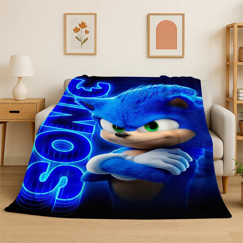 Classic Game S-Sonic Cartoon Soft Flannel Throw Blanket,Cozy Blanket for Bed,Couch,Sofa,Bedroom,Living Room,Travel,Picnic kids