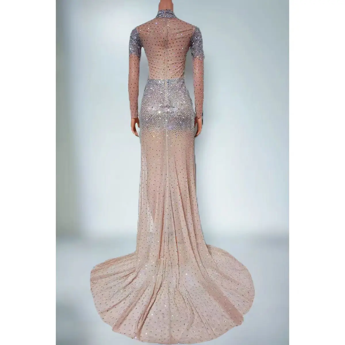 Klub nocny DJ Bar Kostium sceniczny dla piosenkarki Seksowna perspektywa Siatka Pełna diamentowa spódnica z wysokim rozcięciem Zespół taneczny Impreza tematyczna Pokaz