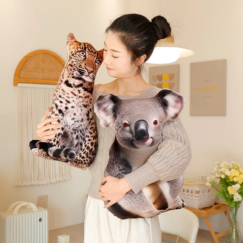 40cm Lifelike Real Animal Plush Doll Pillow Raccoon Panda Gorilla Lion Tiger Kangaroo Koala Hippo Bear Plush Pillow Home Decor