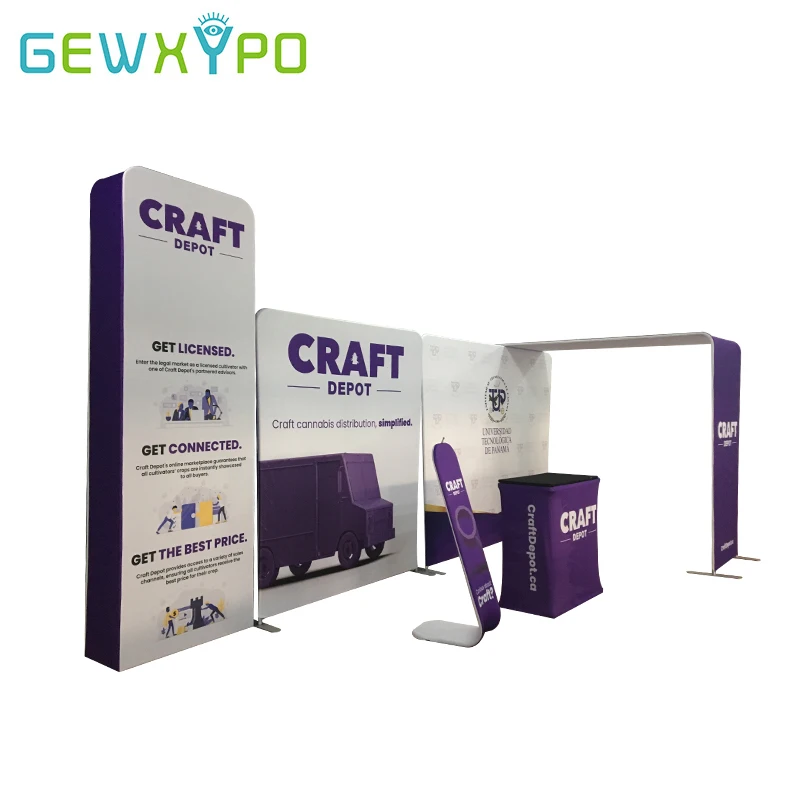 6mX3m Booth Size Easy Set Up Stretch Fabric Banner Advertising Backdrop Display Stand With Hard Case Podiums(Include all)