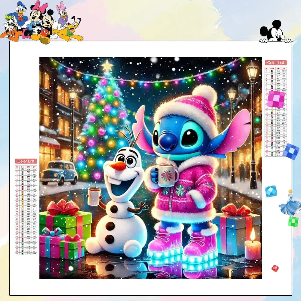 1pc Disney 5D Kit di pittura diamante fai da te Stitch Olaf trapano completo rotondo acrilico strass senza cornice decorazione della parete di casa regalo