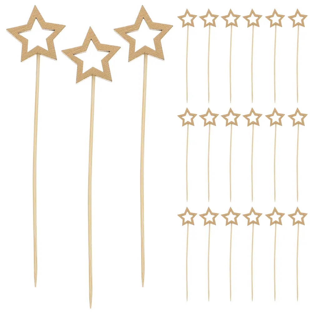 

150Pcs Star-Shaped Bamboo Cocktail Picks Food Skewers Appetizer Toothpicks Fruit Garnish Skewer Sticks Finger Food Sticks
