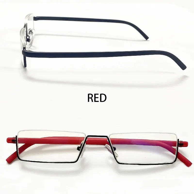 Anti-Blaulicht-Lesebrille für Herren, Retro-Metall-Halbrahmen, quadratische Presbyopie-Brille für Unternehmen, +125+175+225+275 – Detail 17