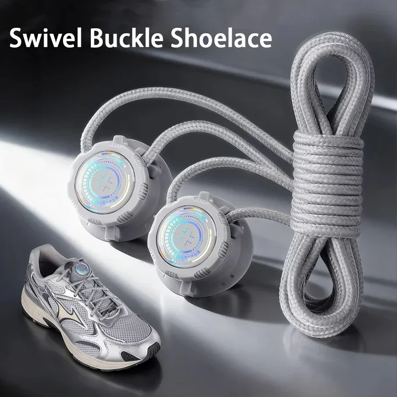 No Tie Shoelaces with Swivel Buckle Automatic Tightening Rotating Button Shoe Laces for Running Sneakers Footwear Accessories