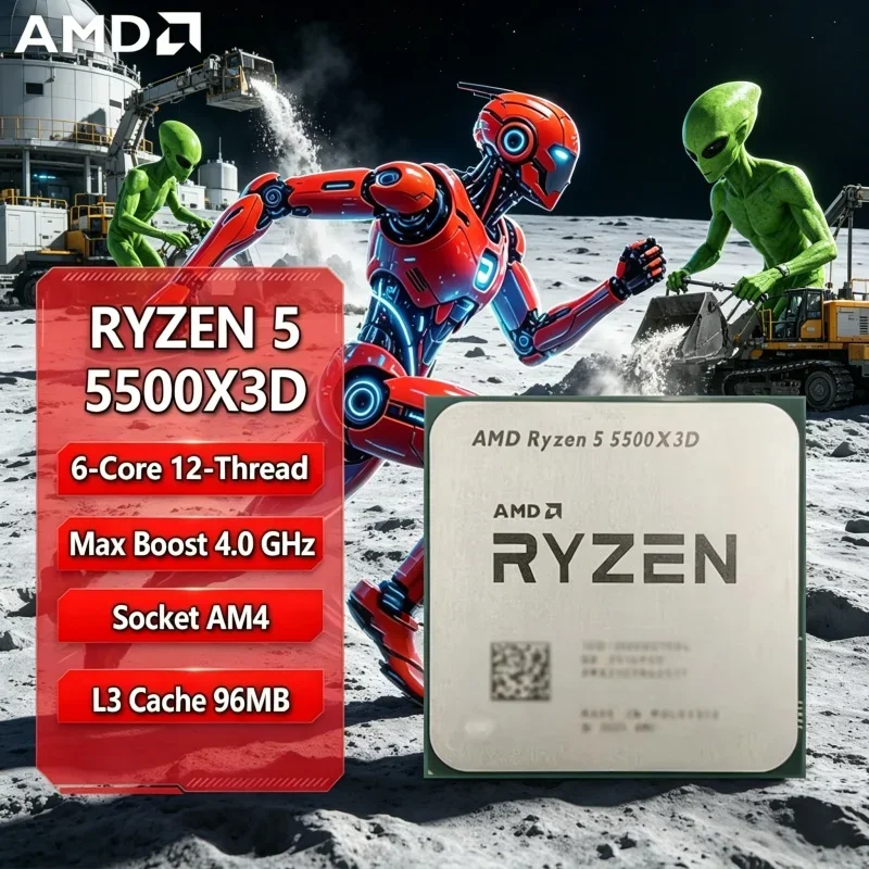

AMD R5 5500X3D Zen3 CPU 6-Core 12-Thread 4.0GHz Boost AMD Ryzen 5 5500X3D 7nm 96MB AM4 105W Desktop