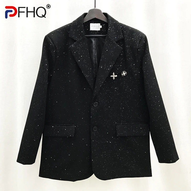 

PFHQ Delicacy Men's Blazers Autumn Haute Quality Original Handsome Single Breasted Sequin Niche Design Popular Jackets 21F3658